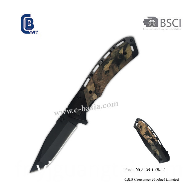 Couteau de chasse avec poignée camouflage, couteau pliant extérieur